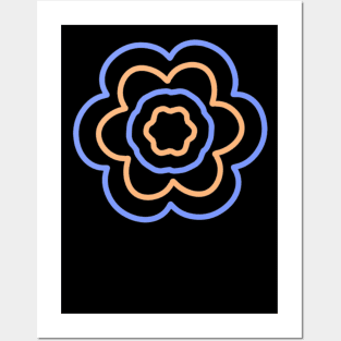 Orange and blue flower Posters and Art